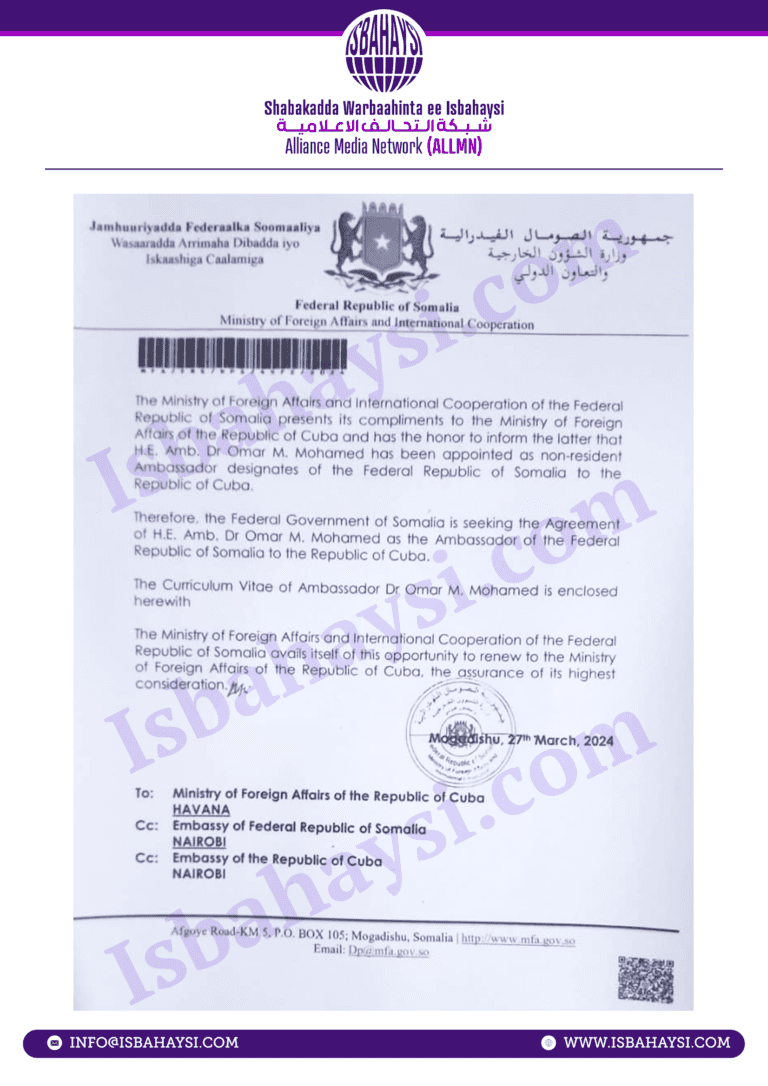 WASAARADDA ARRIMAHA DIBADDA SOOMAALIYA OO KU DHACDAY KHALAD DIBLUMAASIYADEED OO KU BILOWDAY QARAABO KIIL KUNA DHAMAADAY CADHO REER GALBEED.